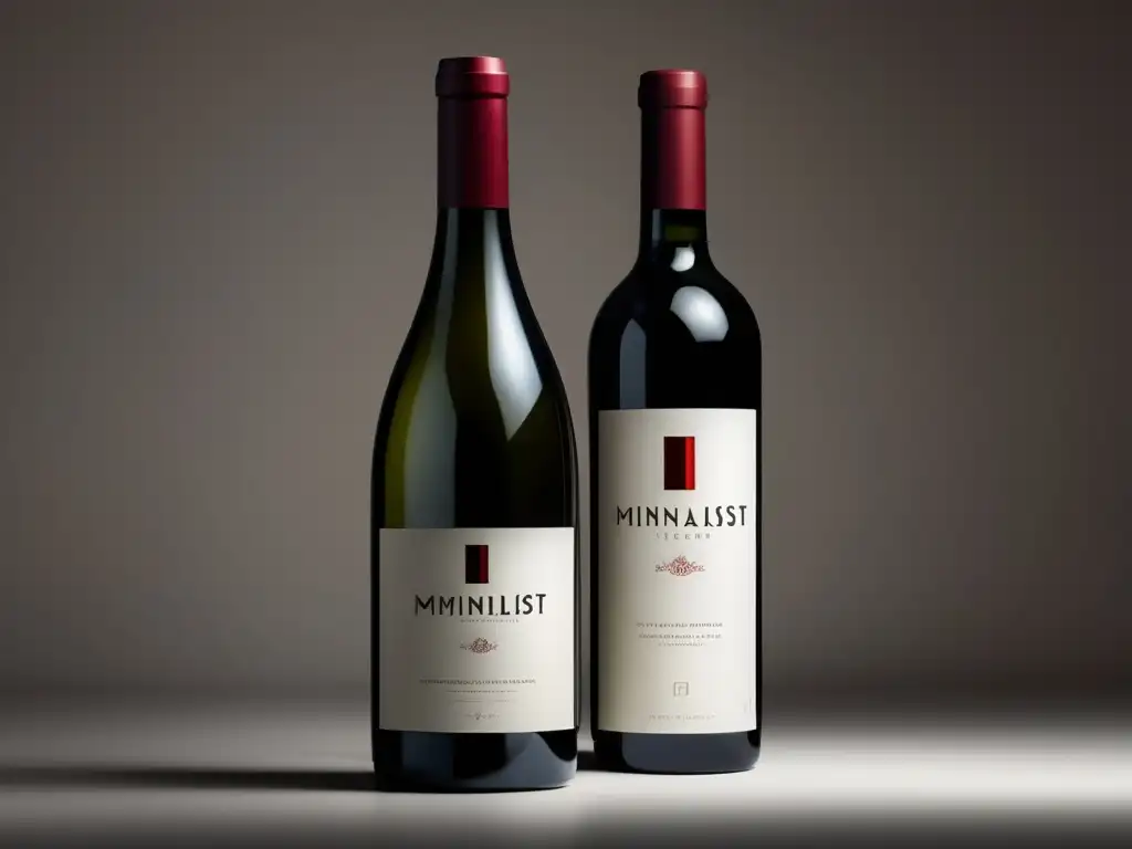 Tendencias marketing vino futuro: Botella minimalista con vino rojo intenso y etiqueta elegante