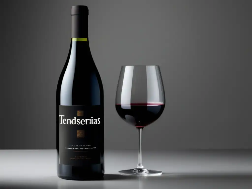 Tendencias en vinos para restaurantes élite - Botella de vino negro elegante y minimalista en un fondo blanco