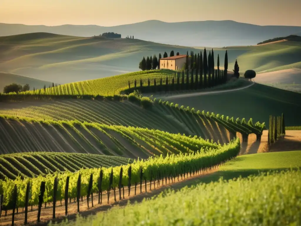 Terroir europeo vinos del viejo mundo: viñedo sereno en Toscana, Italia