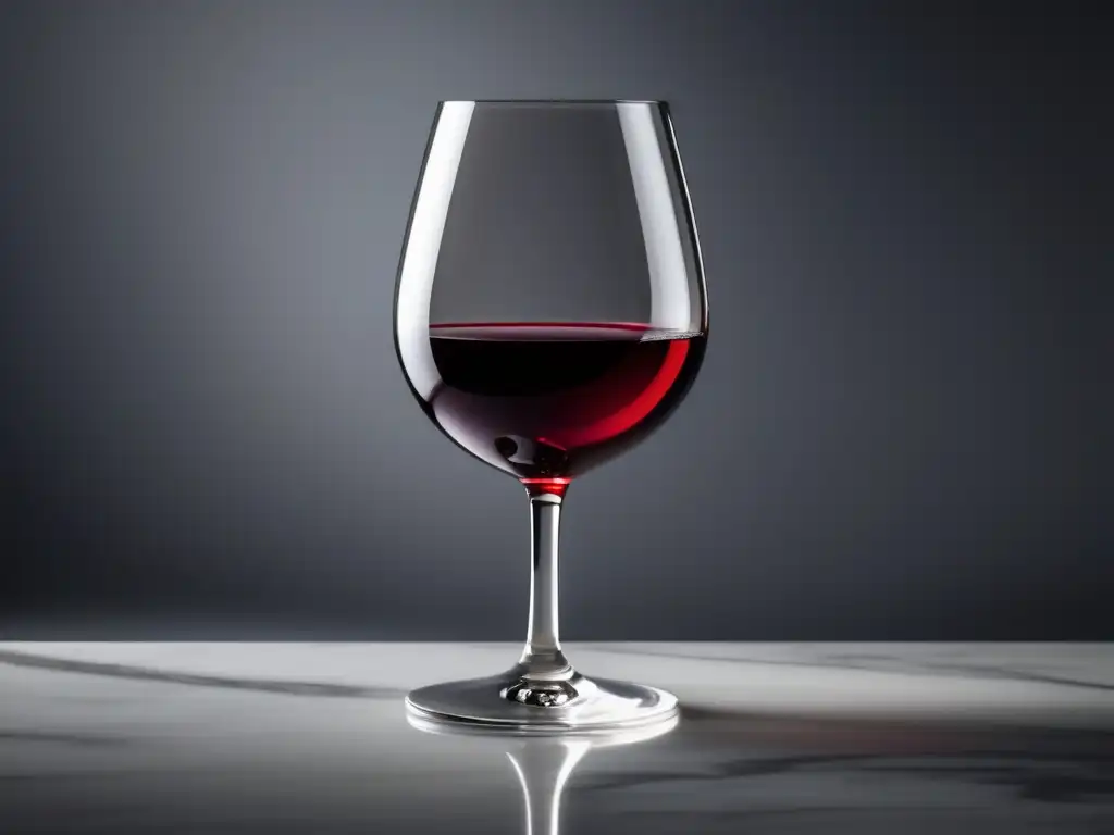 Vino tinto elegante en copa de cristal sobre encimera de mármol - Ventajas de la reverse osmosis en la vinificación