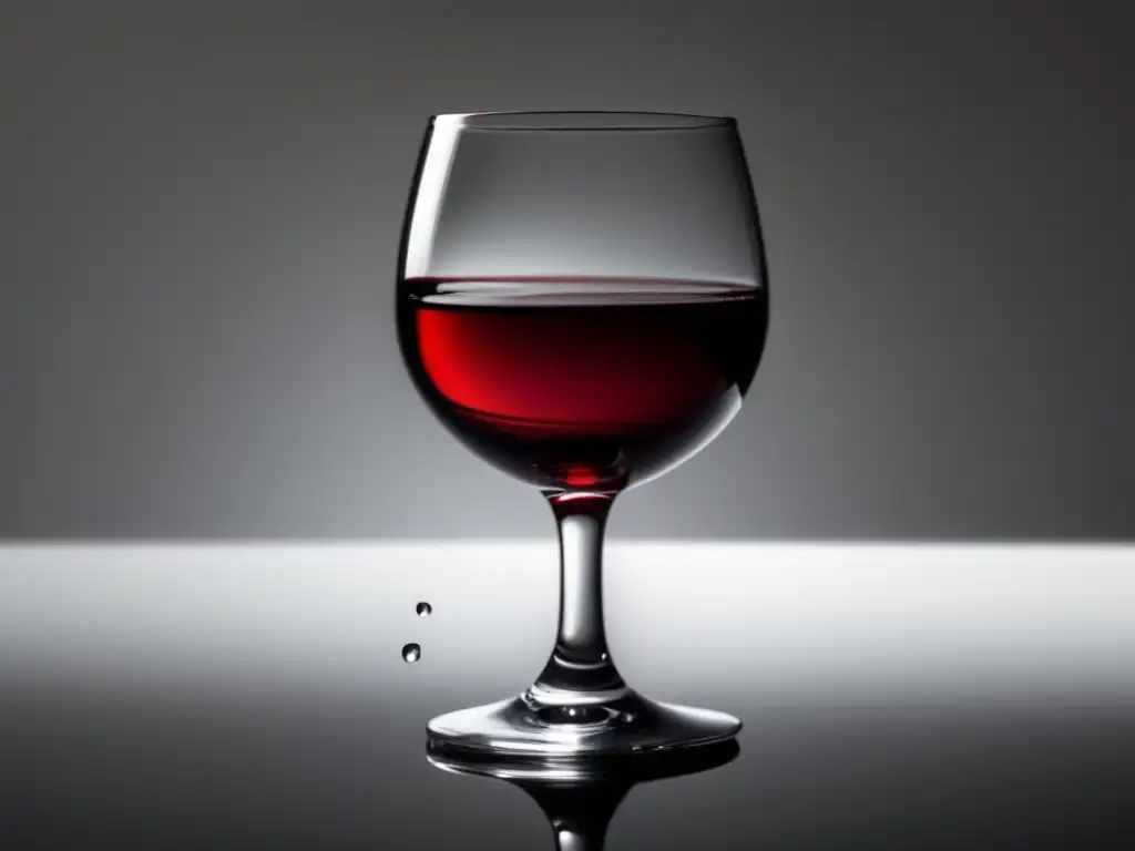 Vino tinto elegante con gotas y prevención de resaca