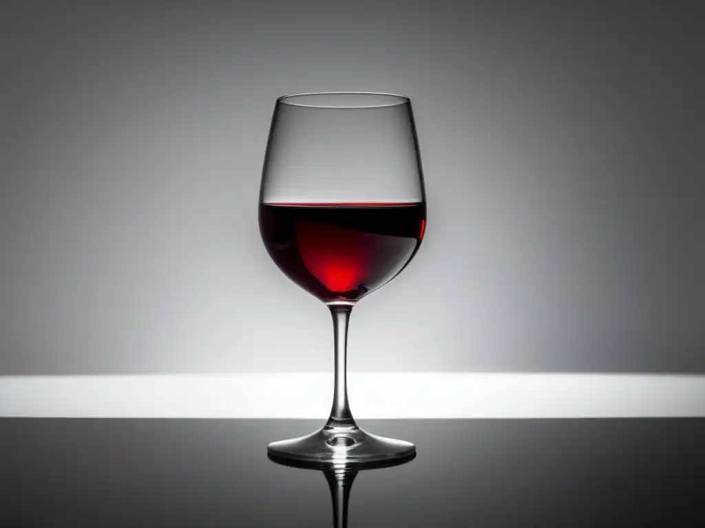 Copa de vino tinto, elegante y minimalista, sobre superficie blanca