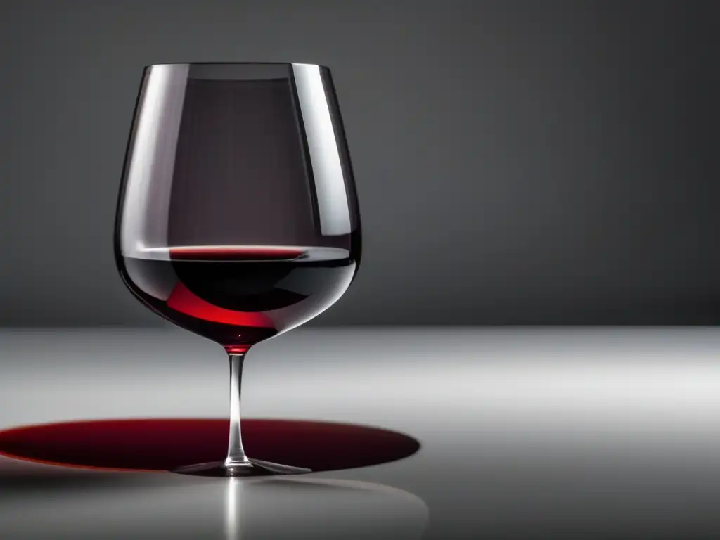 Copa de vino tinto lleno hasta el borde, elegante y minimalista