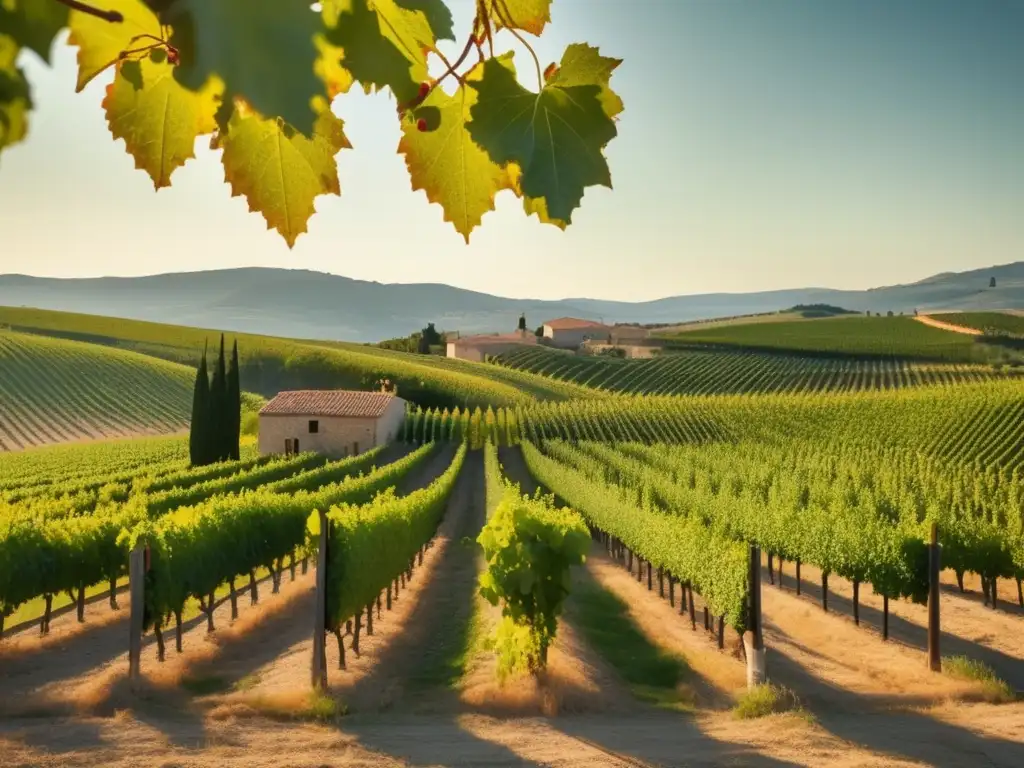 Tour viñedos Provenza Mediterráneo: Imagen 8k detallada de un sereno viñedo en Provenza, con granjas de piedra y viñas alineadas