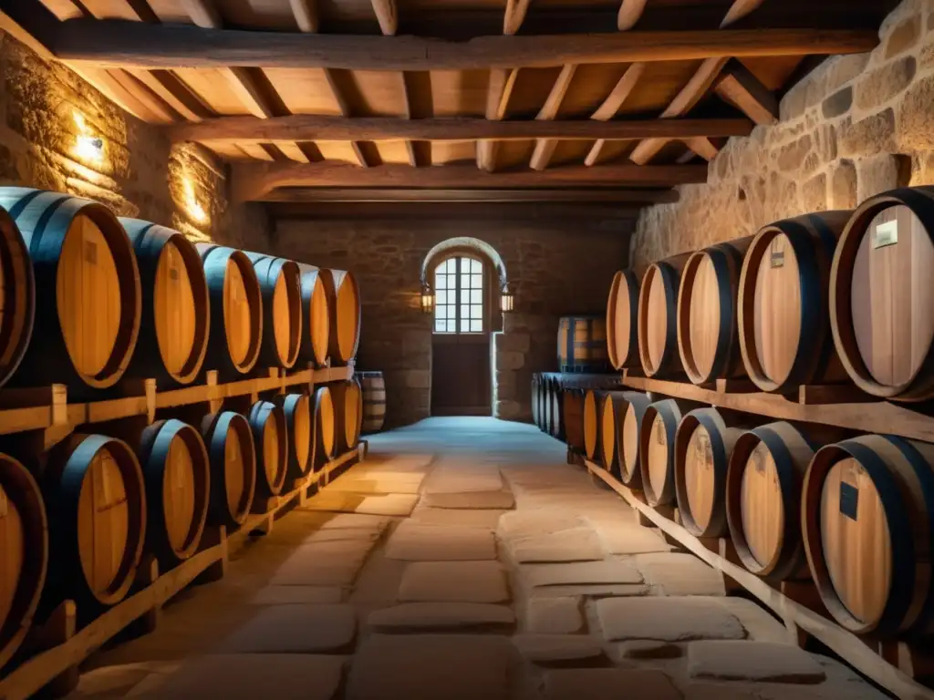 Tradiciones vinícolas de Borgoña: Bodega minimalista en Francia con barriles de madera y ambiente tradicional