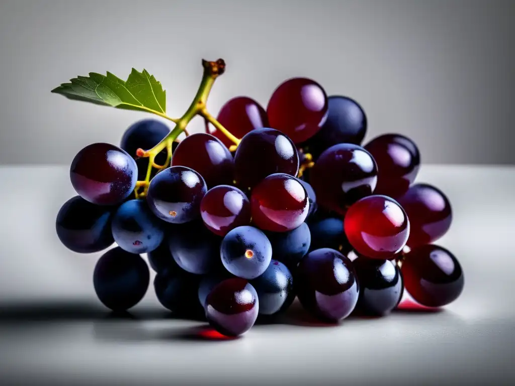 Expresión uva maceración carbónica en imagen de uvas rojas perfectamente dispuestas en fondo blanco