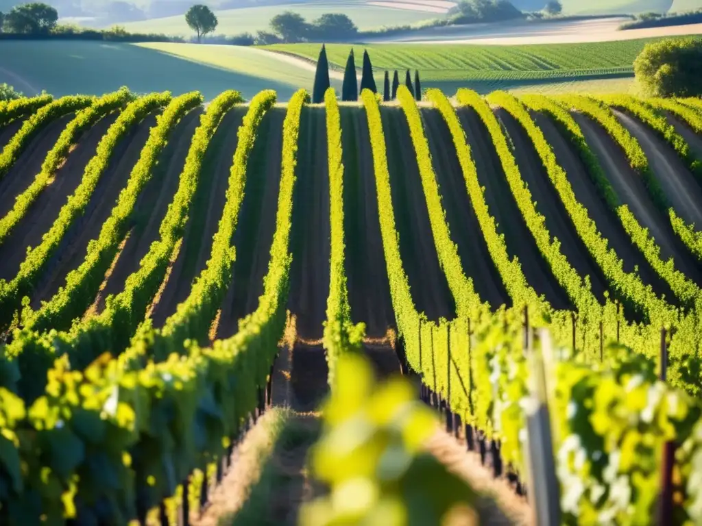 Transformación de la uva Semillon en una escena minimalista de un viñedo en Bordeaux