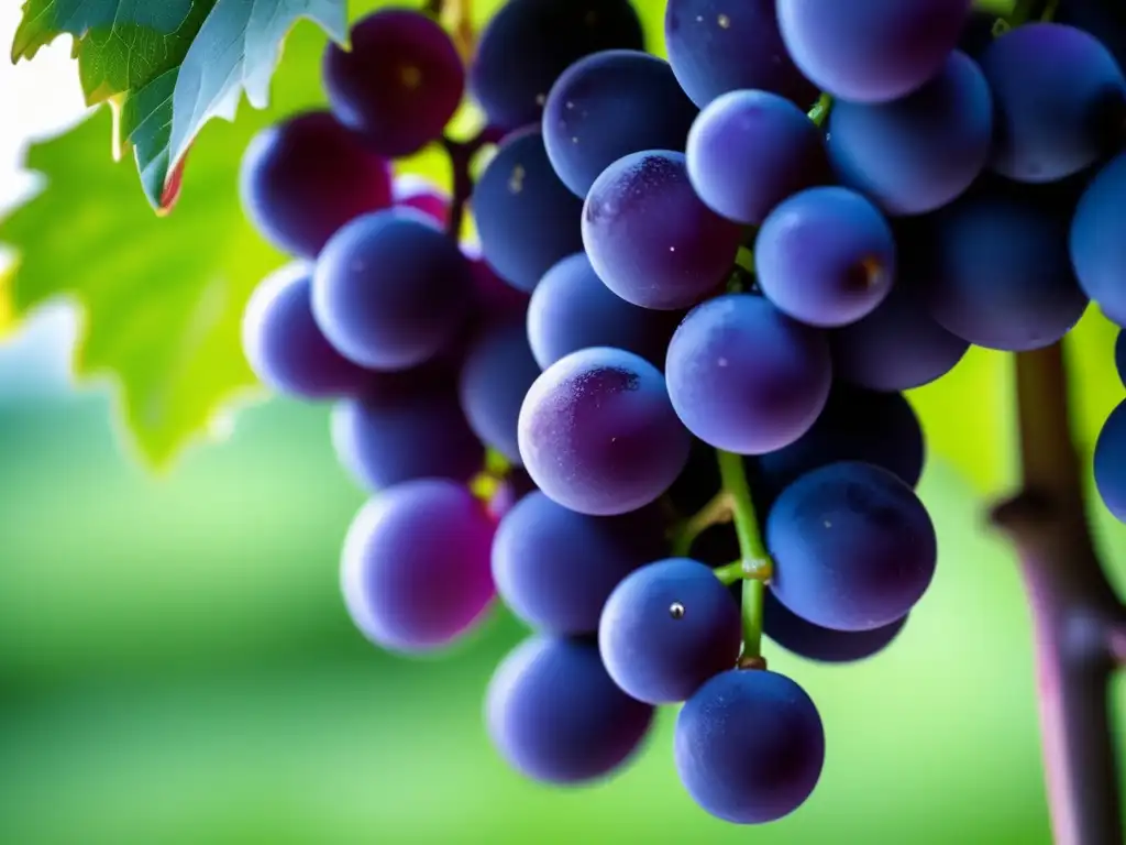 Uvas moradas maduras con resveratrol: frescura y belleza natural