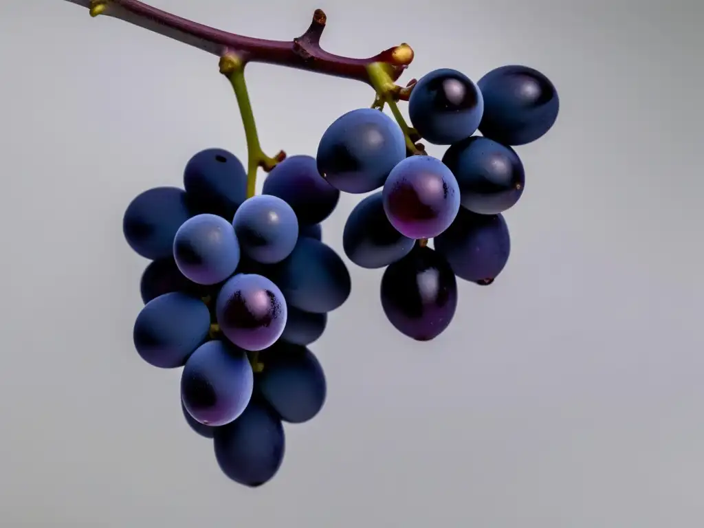 Variedades de uva Zinfandel en California - Bunch of ripe Zinfandel grapes on white background