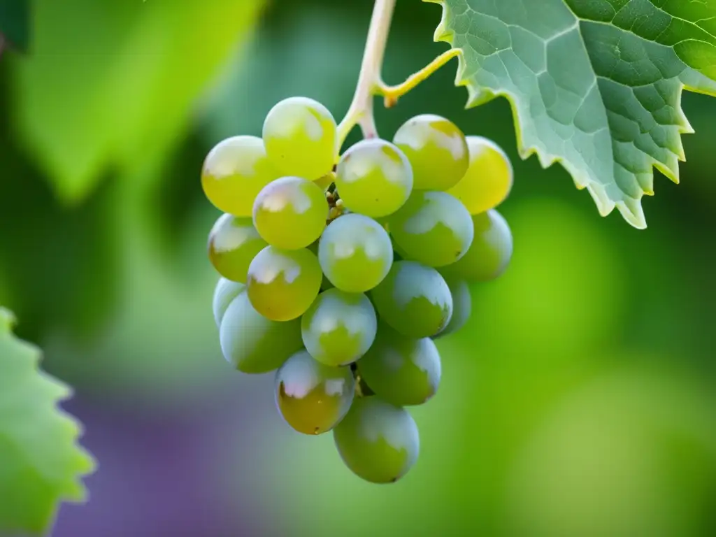 Variedades de uva Viura en España - Imagen detallada y minimalista de un racimo de uva Viura, destacando sus características únicas y origen