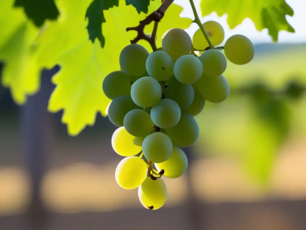 Variedades de uva Verdejo en Rueda - Closeup de uvas Verdejo perfectamente maduras con un color verde vibrante y un ligero tono dorado