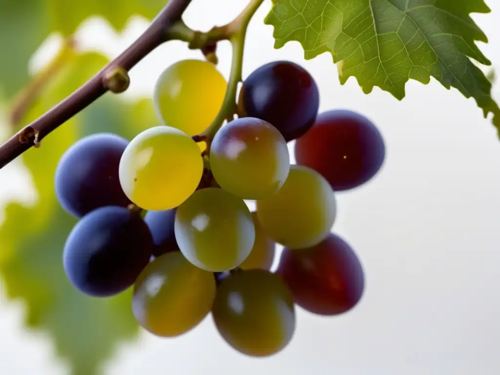 Variedades de uva Trebbiano y terroirs: racimo dorado sobre fondo blanco