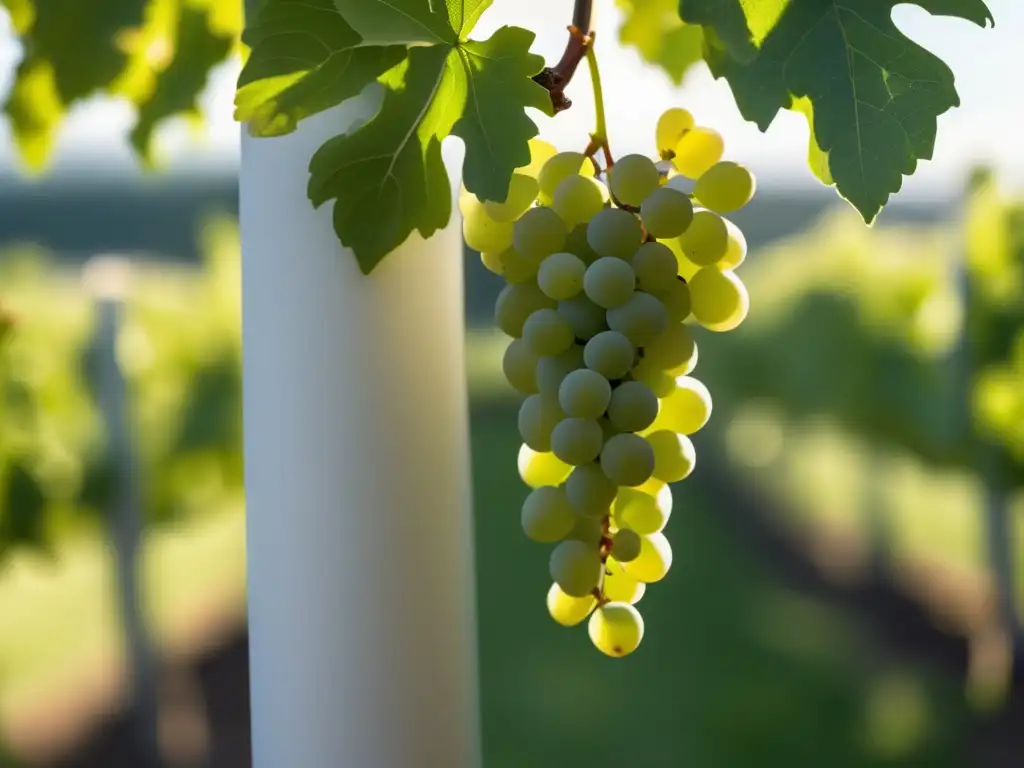 Variedades de uva Gewürztraminer en un viñedo minimalista