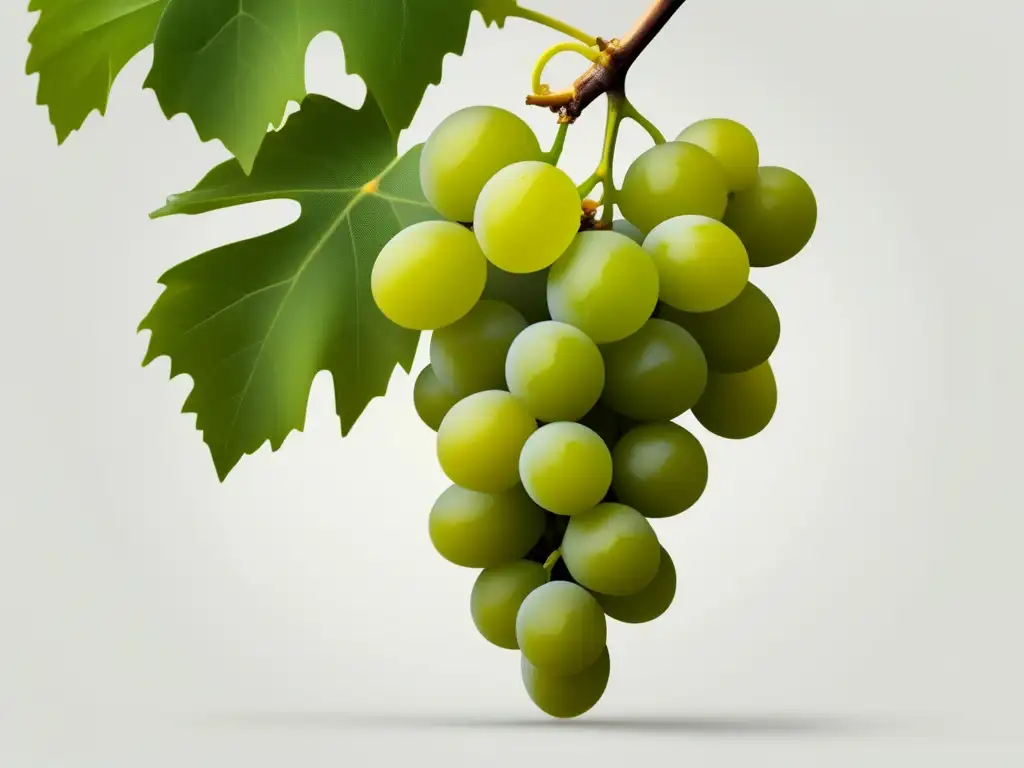 Variedades de uva Viura en España - Grapes hanging from a vine with vibrant yellowgreen color