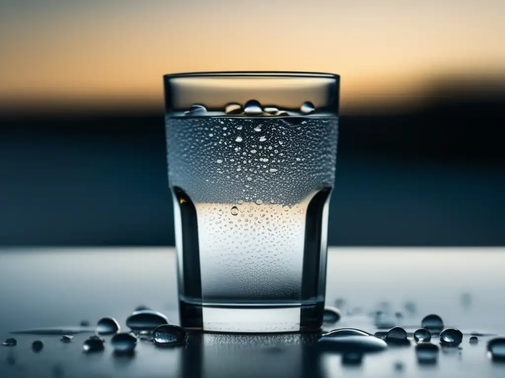 Vaso de agua puro y refrescante, destacando la hidratación adecuada para degustar vinos