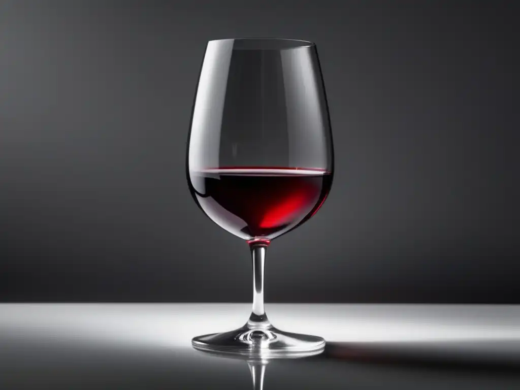 Un vaso de vino elegante y minimalista en una superficie blanca, resaltando el maridaje perfecto