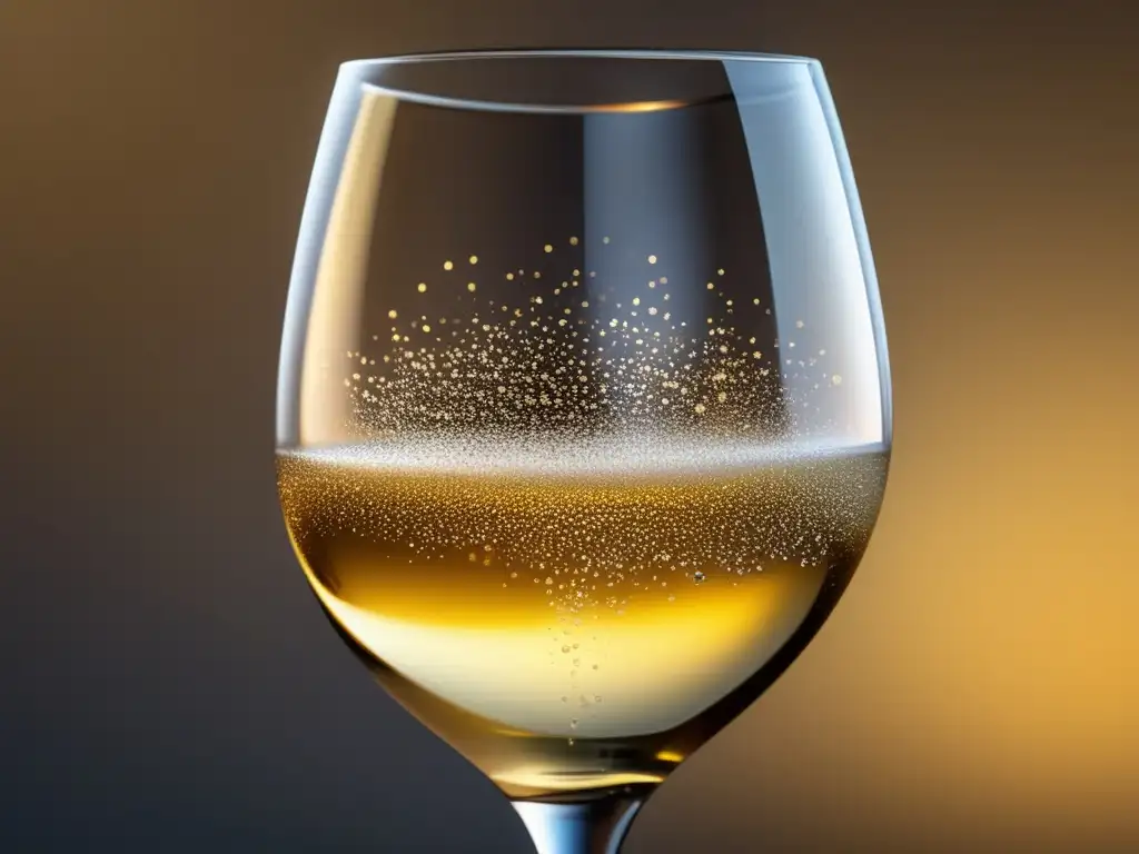 Un vaso de vino espumoso, elegante y dorado