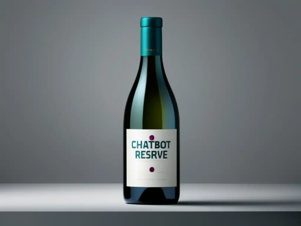 Venta online vino chatbots: botella de vino elegante y moderna con etiqueta 