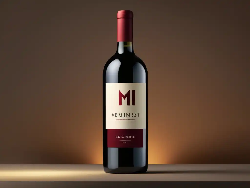 Venta online de vinos internacionales: Botella de vino minimalista flotando, con diseño elegante y moderno, iluminada suavemente en fondo blanco