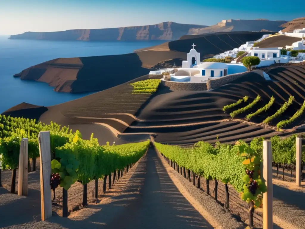 Viñedo asombroso de vino Assyrtiko en Santorini - Guía completa del vino Assyrtiko de Santorini