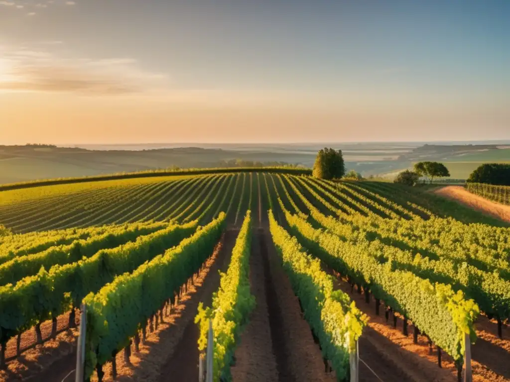 Viñedo en Borgoña, Francia al atardecer