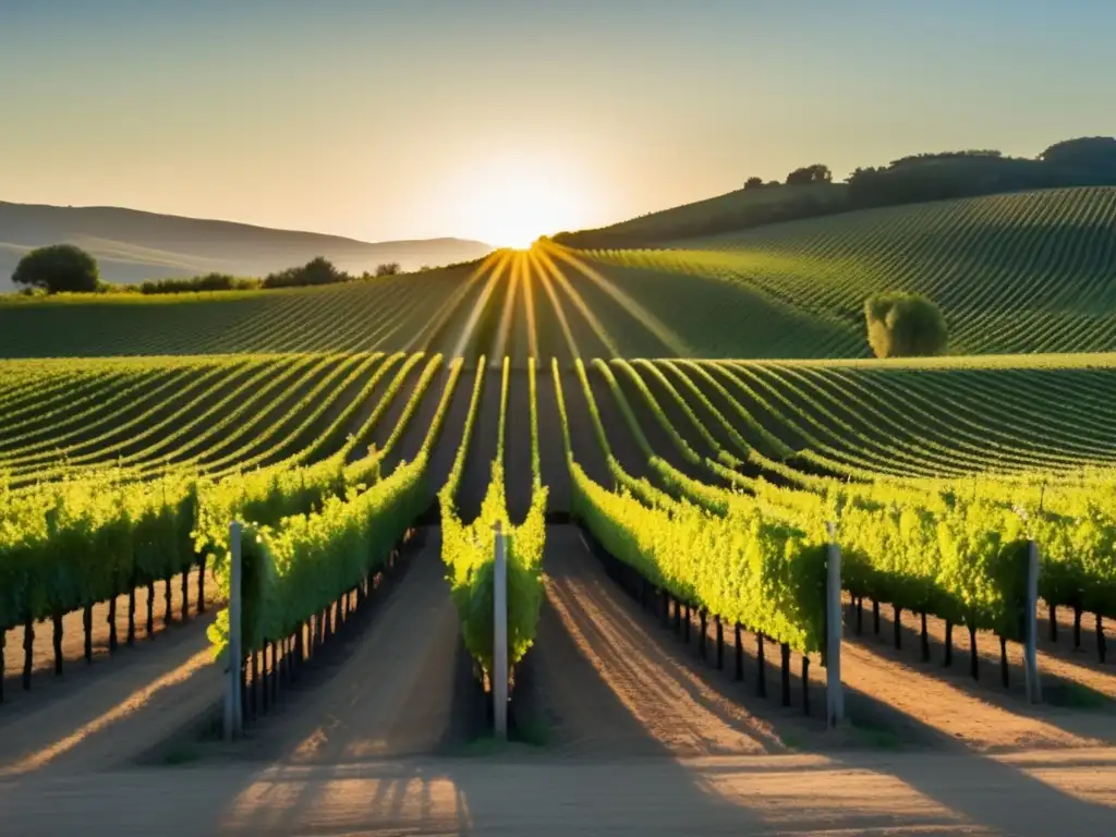 Viñedo al atardecer: Belleza serena y elegante, con Sauvignon Blanc de aromas frescos y cítricos