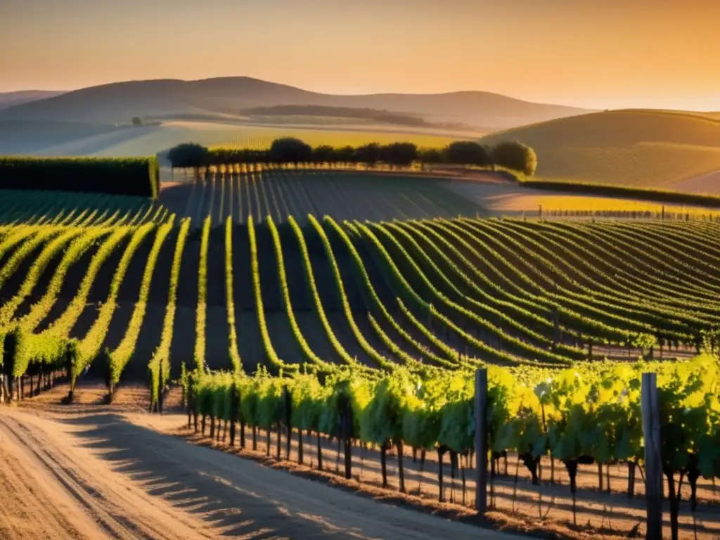 Viñedo al atardecer, elegancia y calidad de los mejores vinos australianos: influencia de Brian Croser