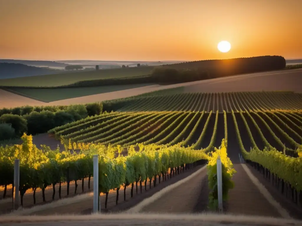 Viñedo al atardecer: Influencia tarifas tratados comerciales