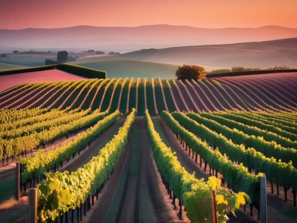 Viñedo al atardecer, sin sulfitos en vinos veganos