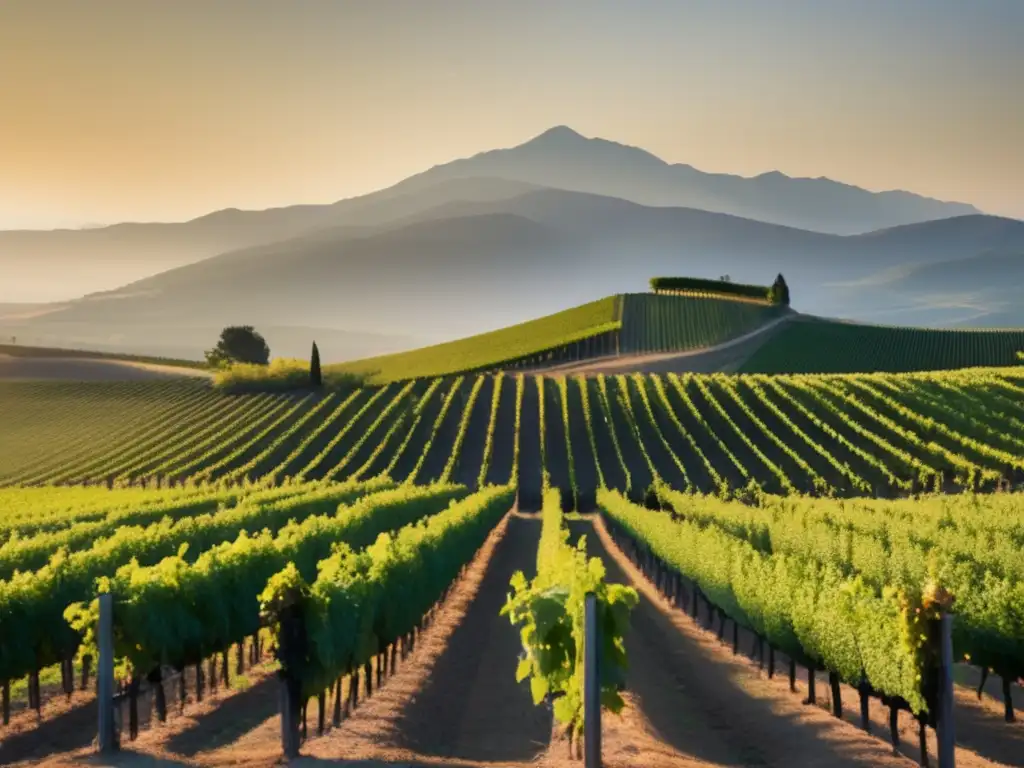 Viñedo bañado en luz dorada, rescatando variedades ancestrales de vinos-