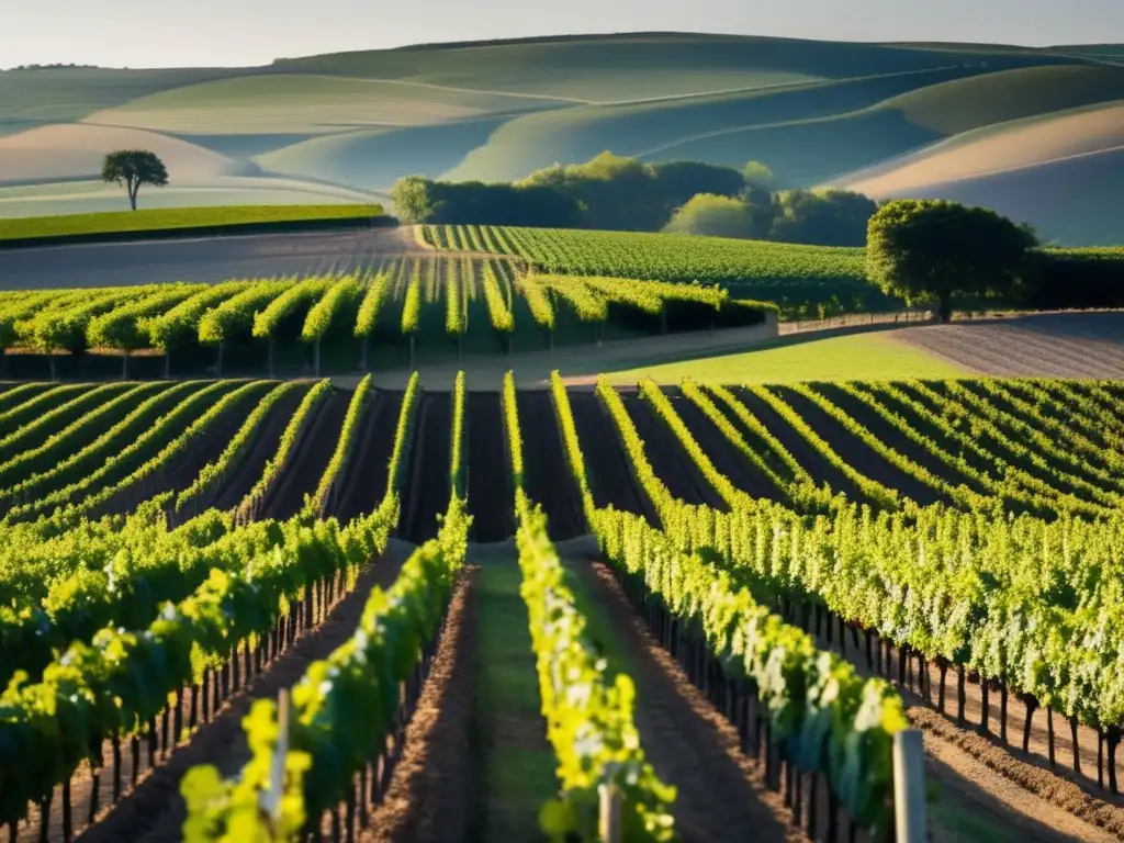 Viñedo en colinas de Bordeaux, Francia