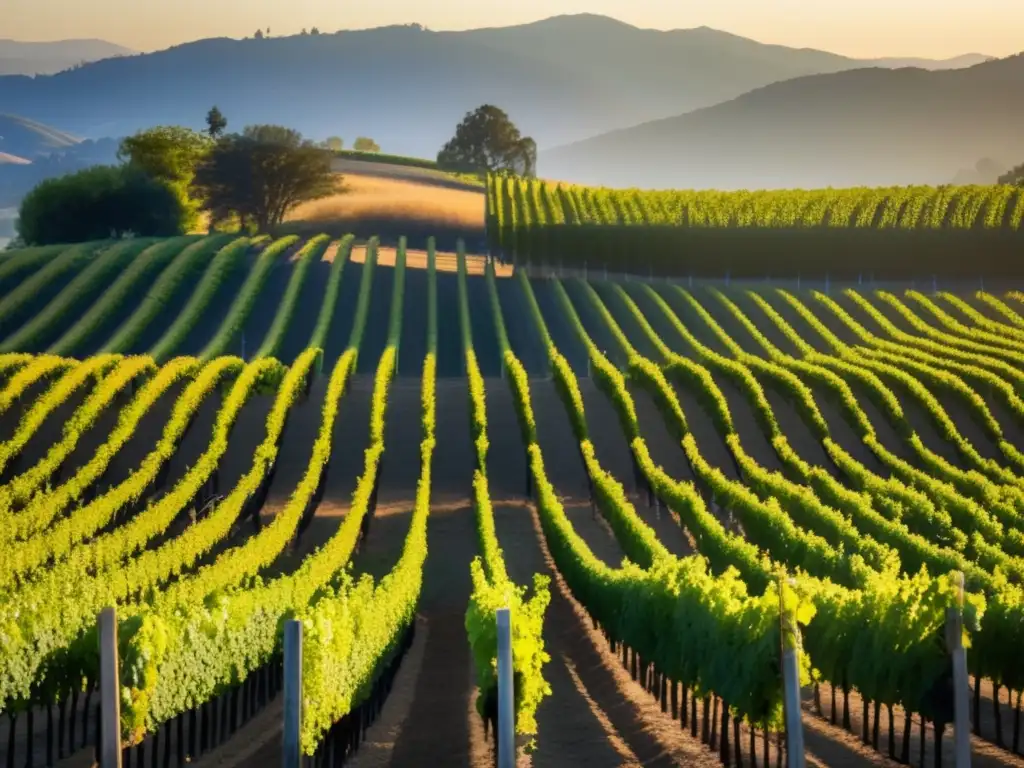 Viñedo en Napa Valley al amanecer, vino Robert Mondavi