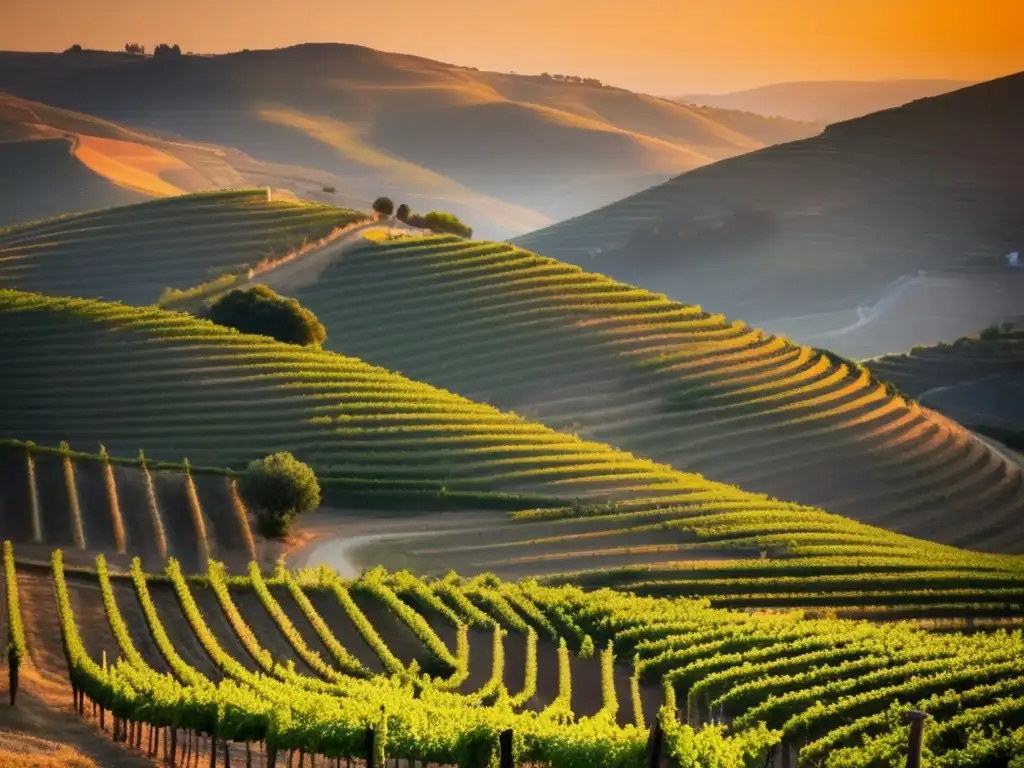 Viñedo pintoresco en Douro, Portugal: Sunset, belleza natural, tradición vinícola