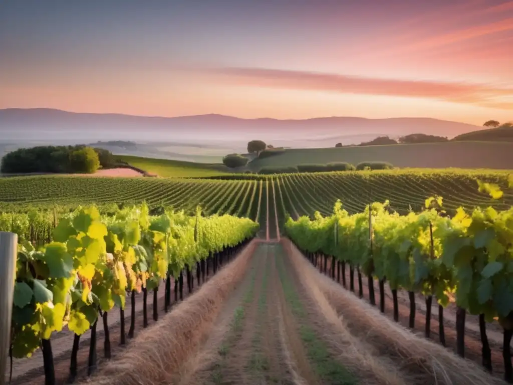 Viñedo sereno al atardecer: Pasos para iniciar una bodega de vino orgánico