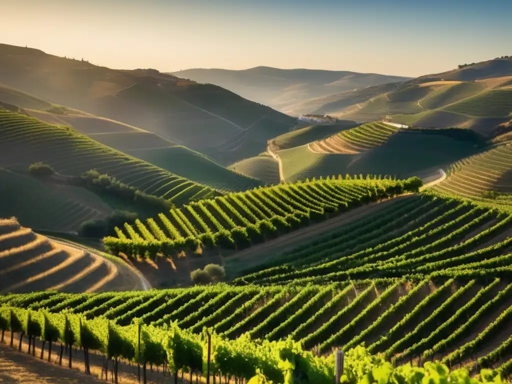 Viñedo sereno en el Valle del Duero, cuna del famoso vino de Oporto