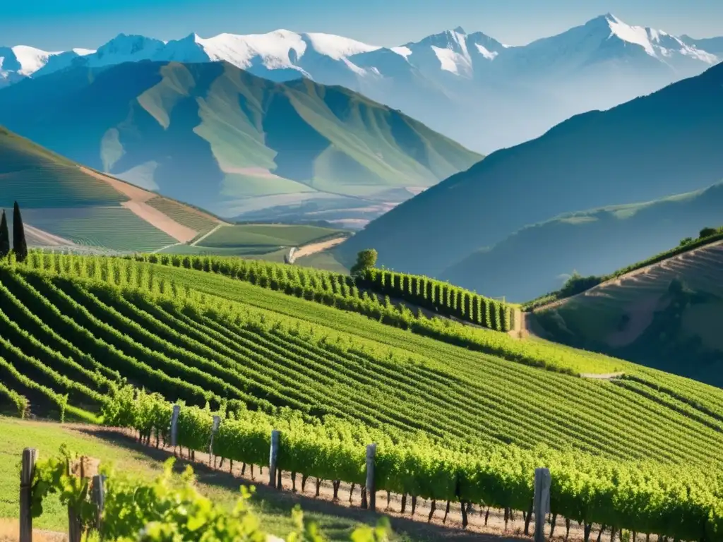 Viñedo solitario en altitudes inusuales, con viñas verdes que desafían el cambio climático