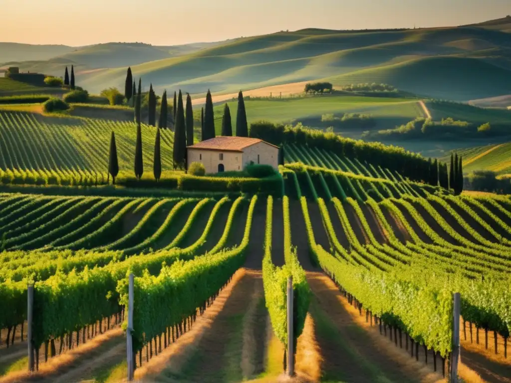 Viñedo en Toscana: vino Sangiovese, belleza natural, terracota, tradición italiana