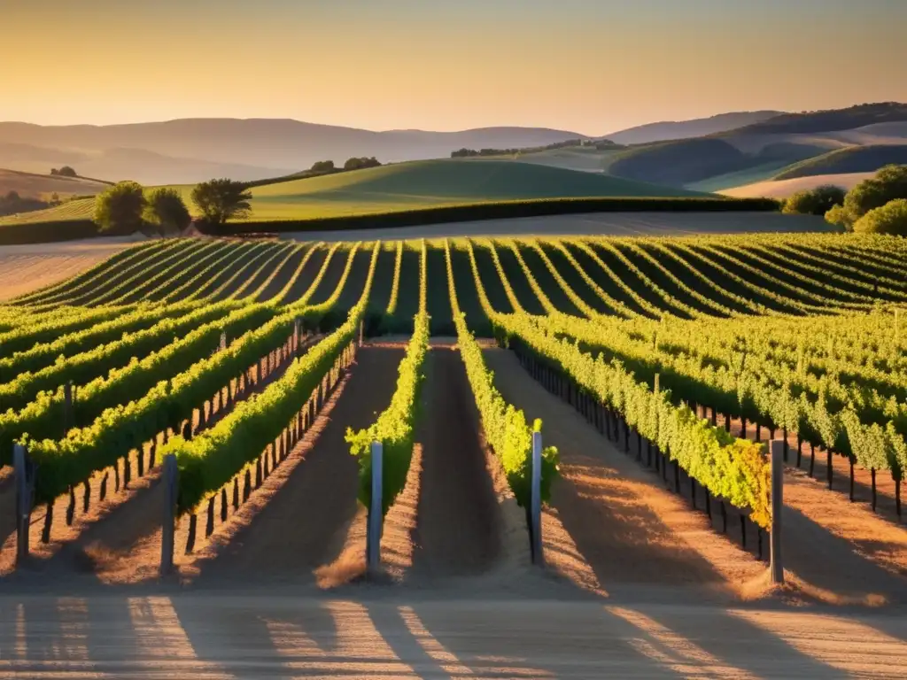 Viñedos históricos en arte y literatura al atardecer