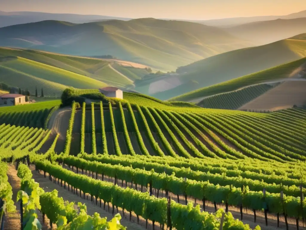 Viñedos históricos y ecosistemas en un valle pintoresco con viñedos verdes y montañas majestuosas