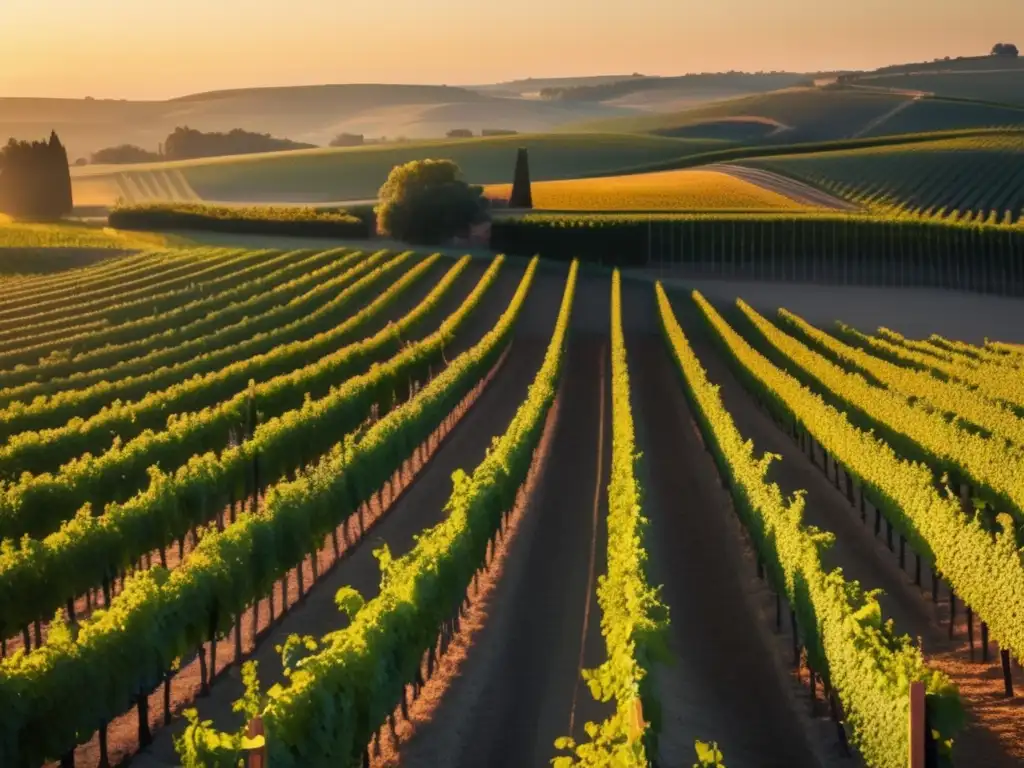 Viñedos históricos famosos del mundo al atardecer