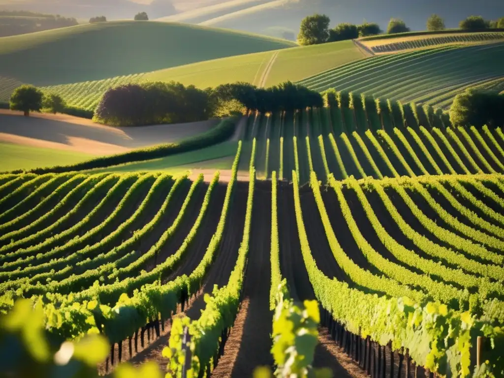 Vinificación de vinos dulces naturales en un viñedo al atardecer