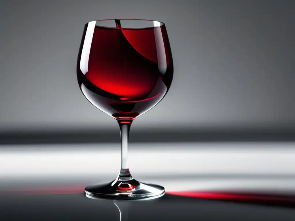 Composición química del vino sin alcohol en cristal claro con reflejo sutil