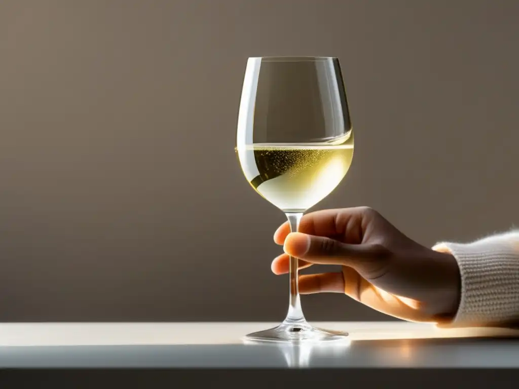 Vino blanco joven: elegante imagen que resalta la frescura y claridad del vino, ideal para los beneficios del detox postmaridajes con vino