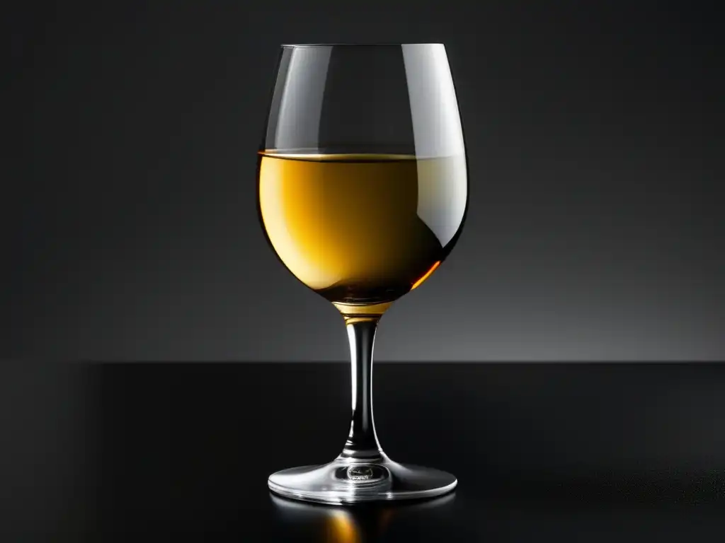 Guía cata vinos naranja: copa de vino blanco con vino ámbar, elegante y equilibrado en superficie negra