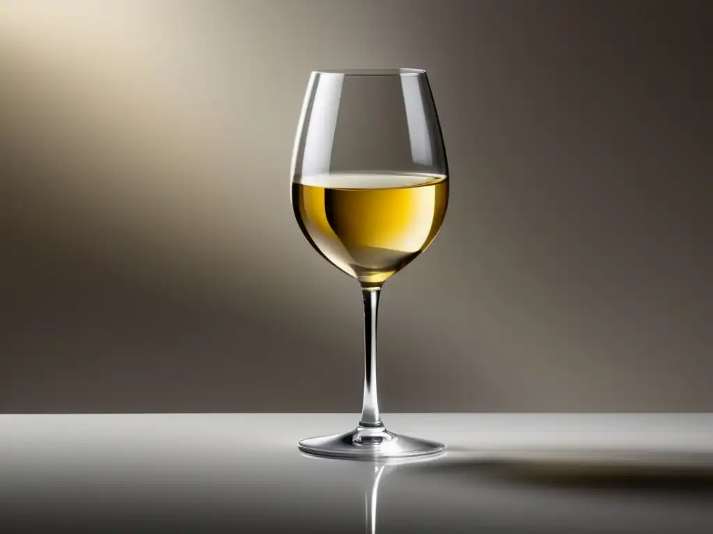 Copa de vino clara y elegante, con vino dorado pálido