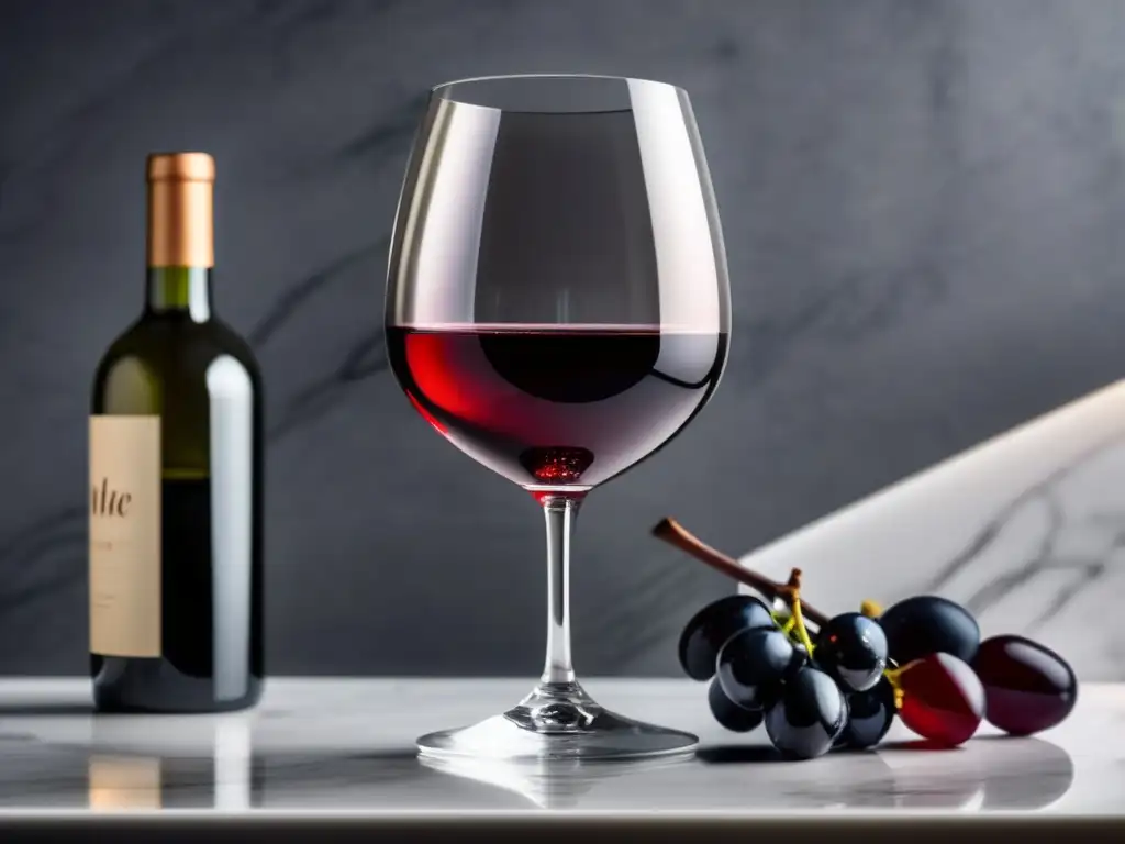 Vino y dieta Ayurvédica: Posibilidades - Copa de vino minimalista y elegante sobre encimera de mármol blanco