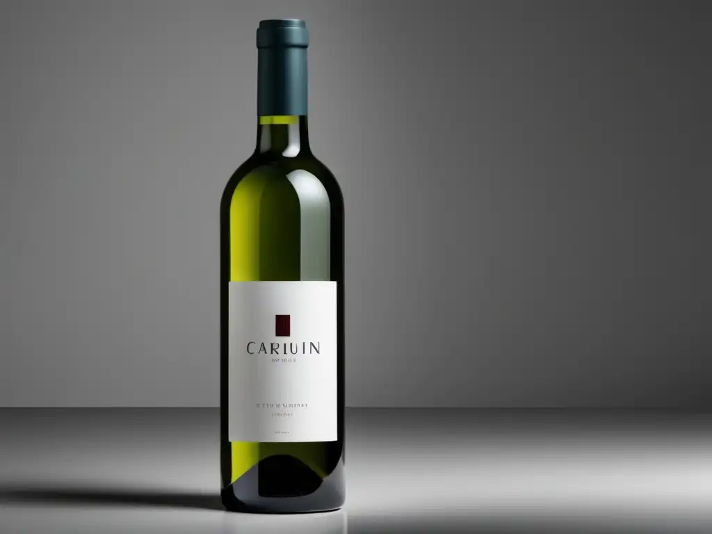 Vino elegante en botella transparente destaca en fondo blanco - Consecuencias acuerdo comercial China Australia vinos