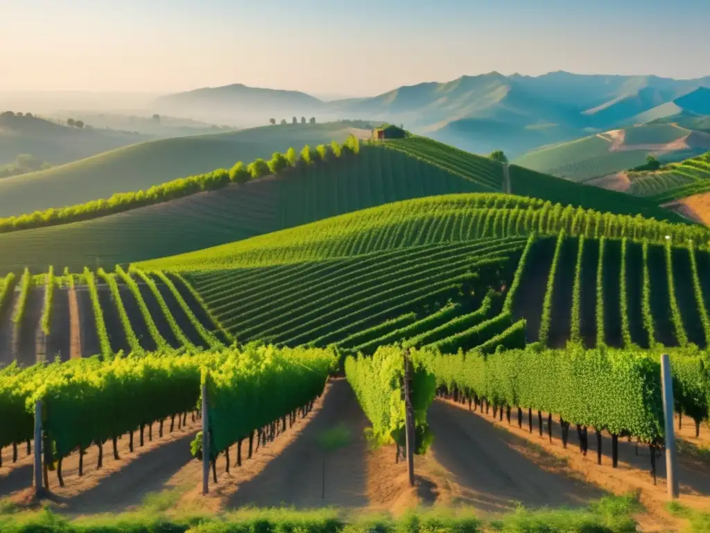 Revolución del vino en India: viñedo impresionante de 8k, hermoso paisaje con viñedos, colinas verdes y cielo azul