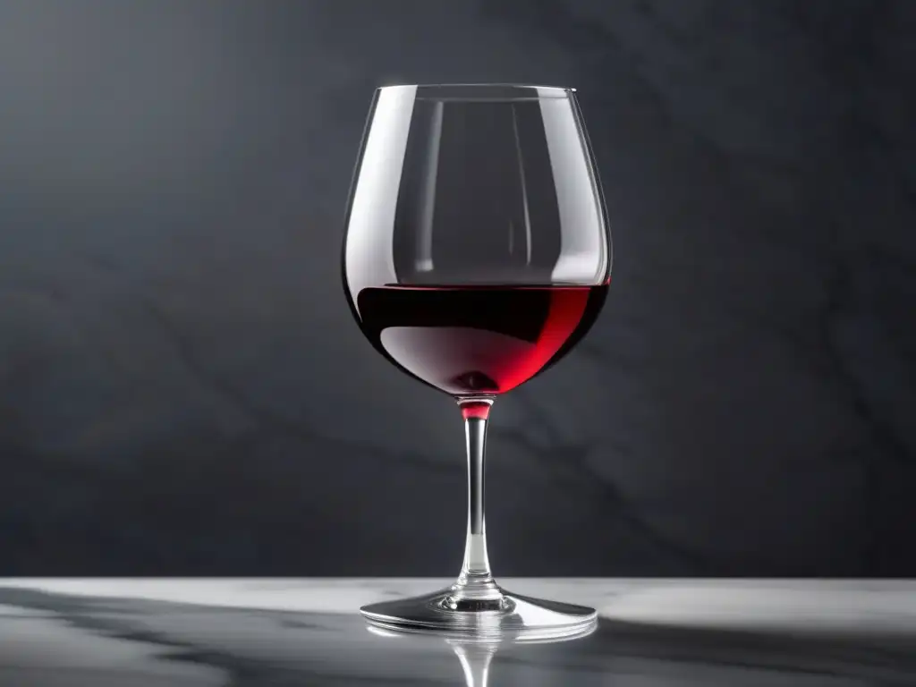 Copa de vino minimalista en encimera de mármol