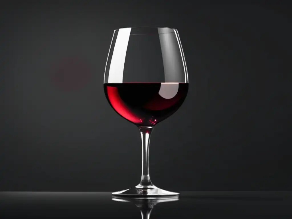 Vino misterioso en películas - Vaso elegante con vino rojo y reflejo sutil